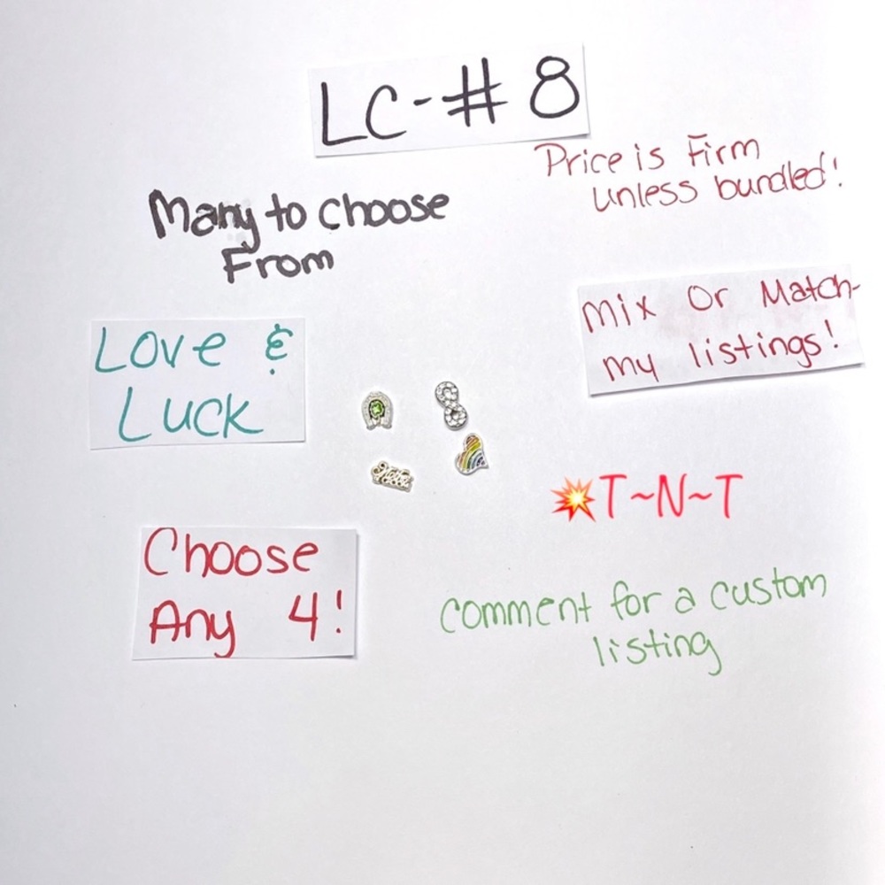 LC-#8 (4X) Love & Luck locket charms